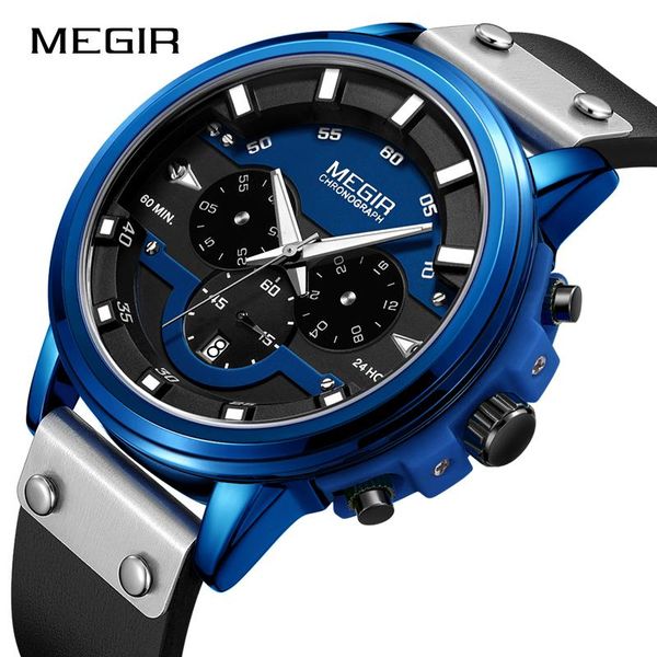 wristwatches 2021 relogio masculino megir watch men waterproof hour mens watches fashion & casual quartz clock erkek kol saati, Slivery;brown